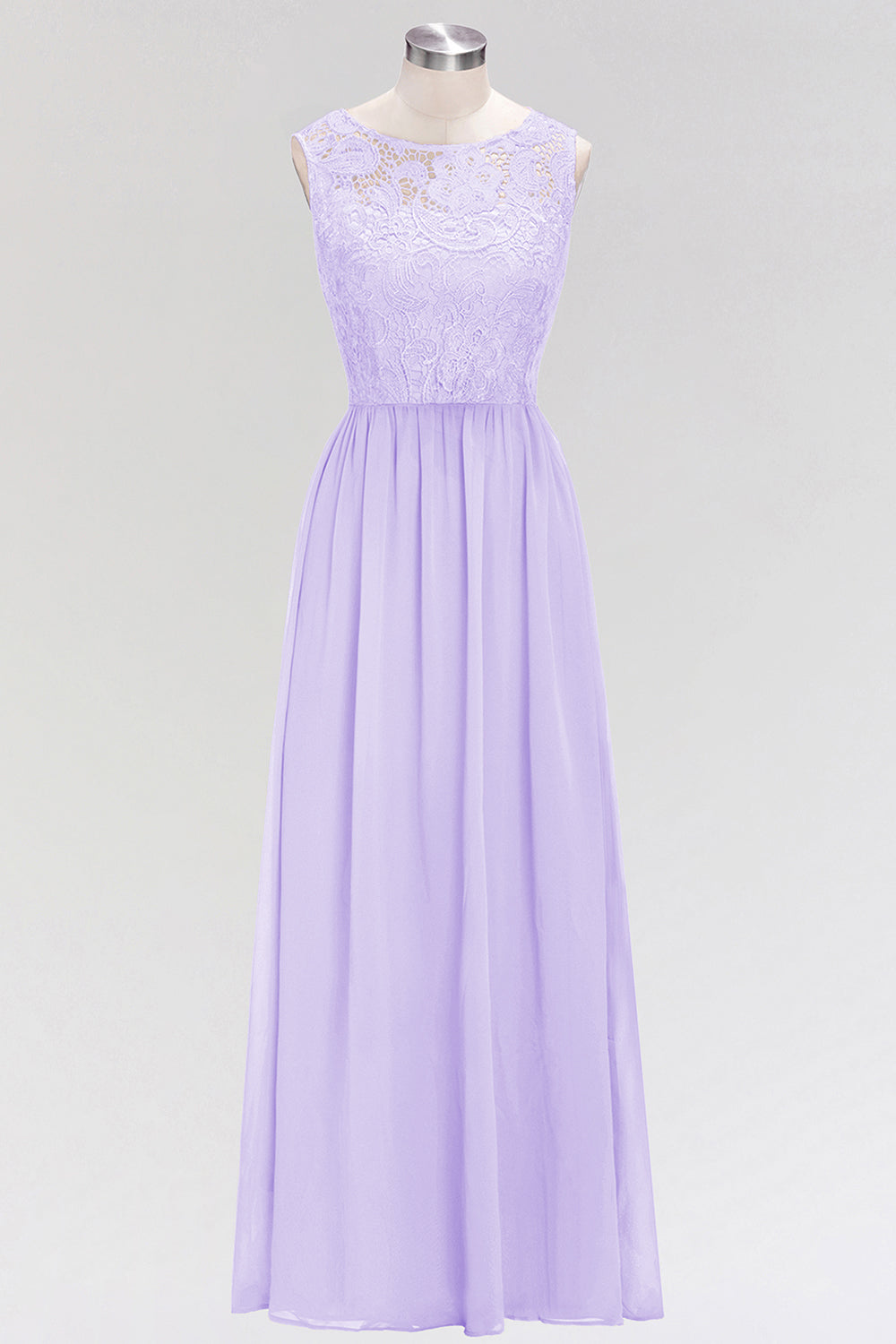 Elegant Lace Sleeveless Pleated Lavender Bridesmaid dresses - Fashionpara
