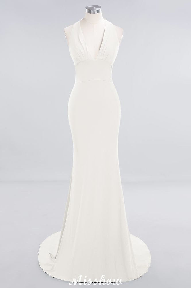 Elegant Mermaid Halter Evening Dress Simple Sleeveless Floor Length Party Gown