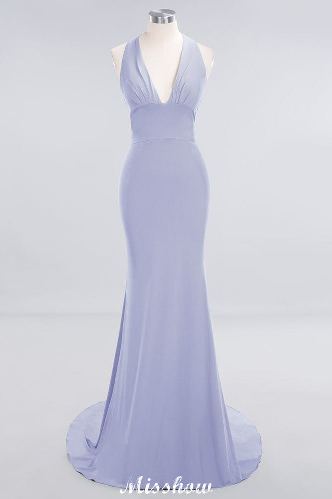 Elegant Mermaid Halter Evening Dress Simple Sleeveless Floor Length Party Gown