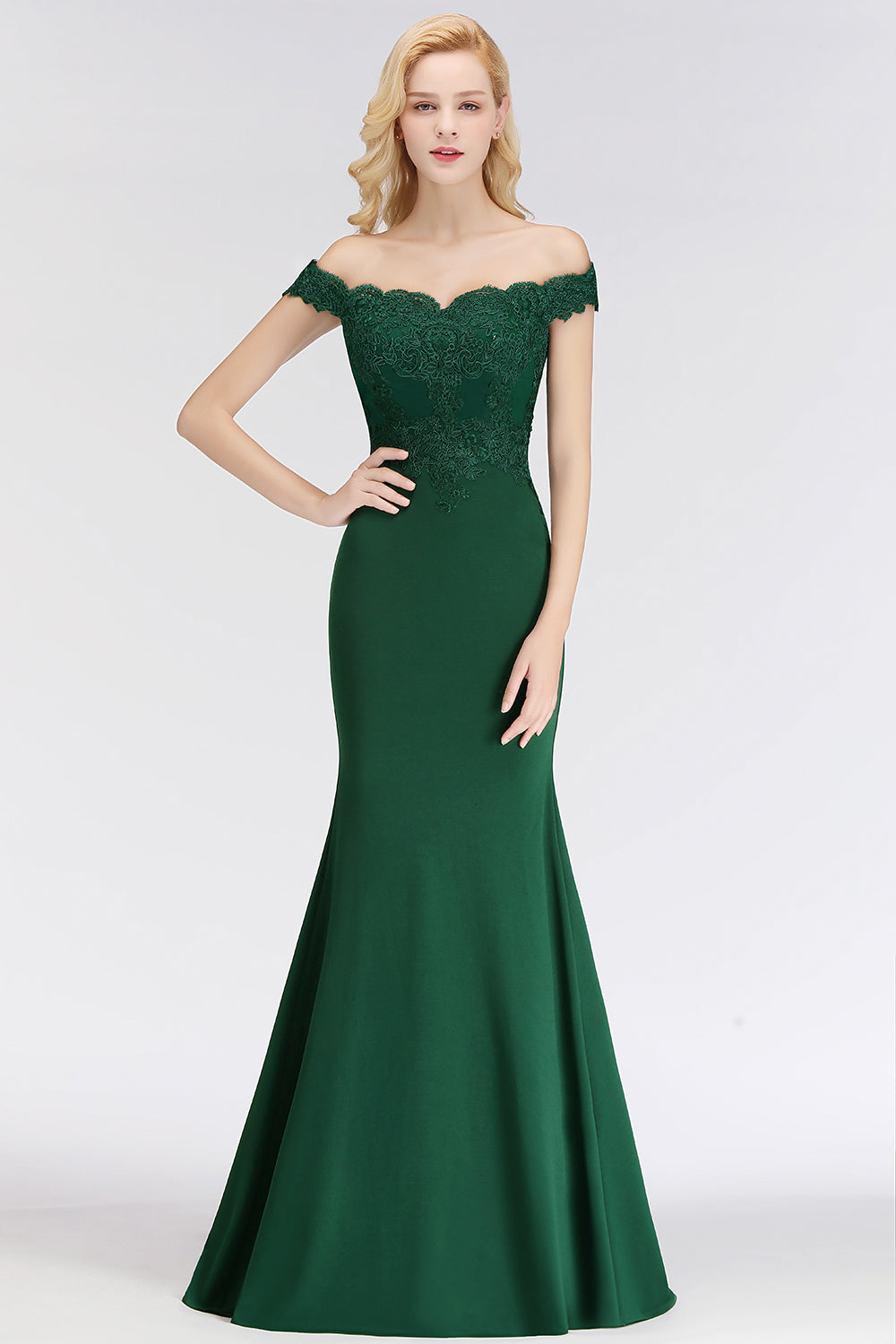 Elegant Mermaid Off-the-Shoulder Burgundy Bridesmaid dresses with Lace - Fashionpara