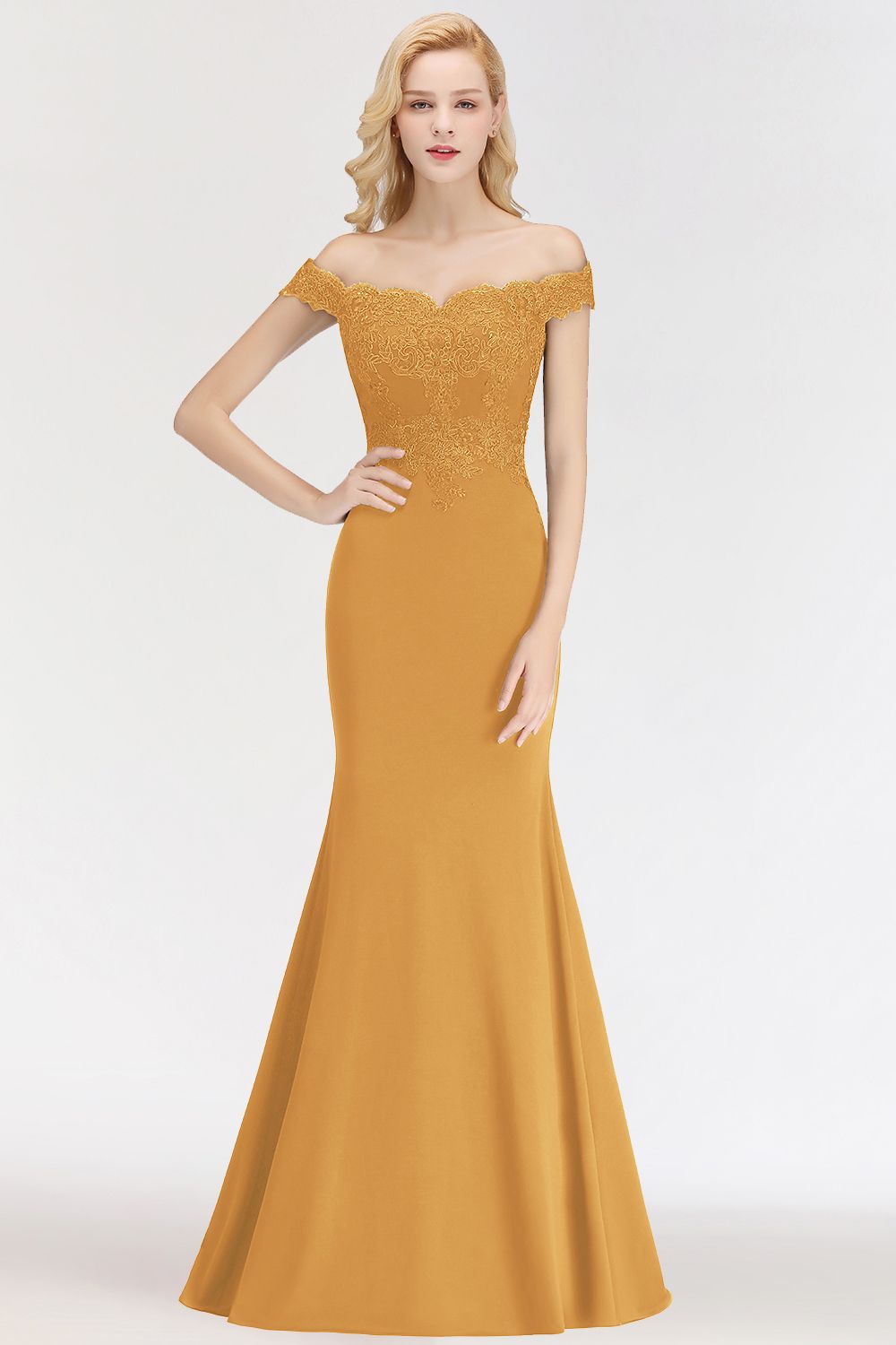 Elegant Mermaid Off-the-Shoulder Burgundy Bridesmaid dresses with Lace - Fashionpara