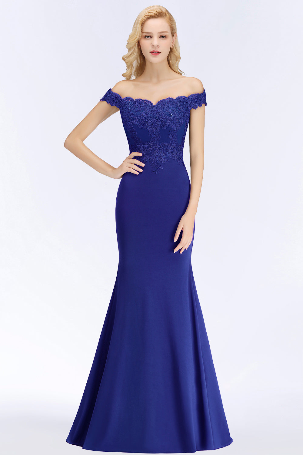 Elegant Mermaid Off-the-Shoulder Burgundy Bridesmaid dresses with Lace - Fashionpara