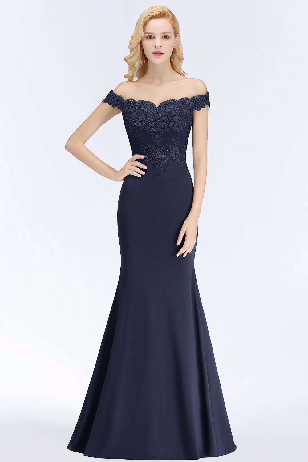 Elegant Mermaid Off-the-Shoulder Burgundy Bridesmaid dresses with Lace - Fashionpara
