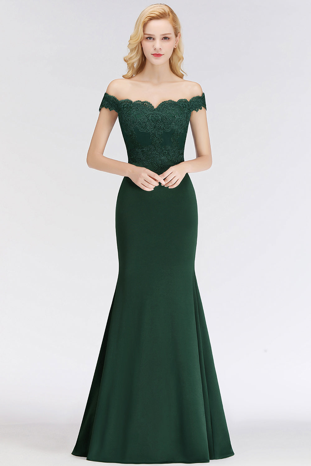 Elegant Mermaid Off-the-Shoulder Burgundy Bridesmaid dresses with Lace - Fashionpara