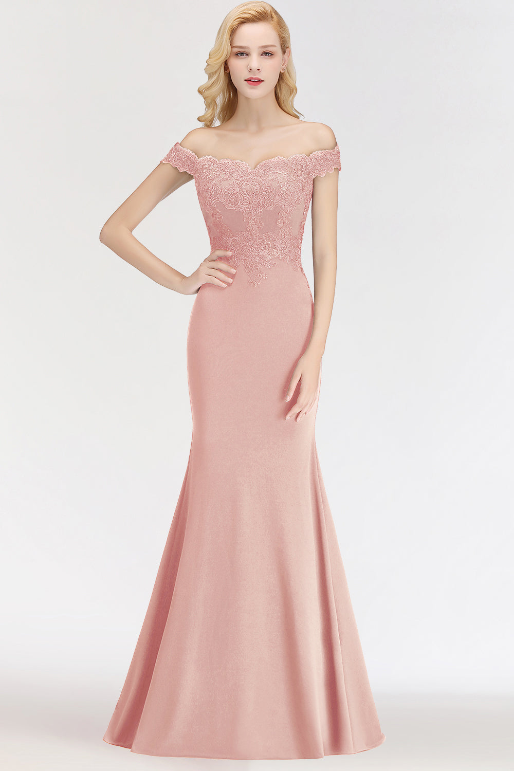 Elegant Mermaid Off-the-Shoulder Burgundy Bridesmaid dresses with Lace - Fashionpara
