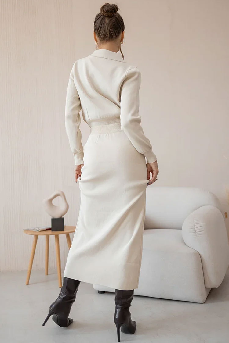 Rosedress Elegant Button-Up Midi Dress with Patch Pockets