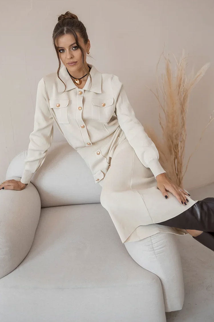 Rosedress Elegant Button-Up Midi Dress with Patch Pockets