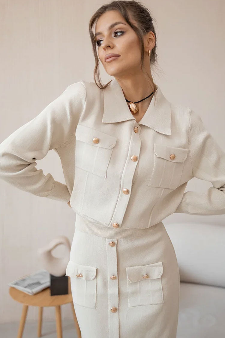 Rosedress Elegant Button-Up Midi Dress with Patch Pockets