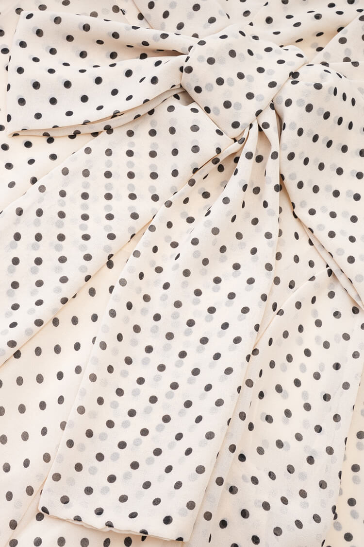 Elegant Polka Dot Tie Neck Long Sleeve Chiffon Ruffle Tiered Evening Maxi Dress