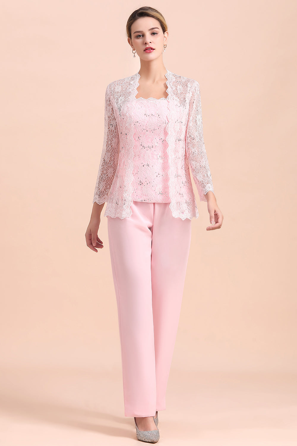 Elegant Strapless Appliques Mother of Bride Jumpsuit with Long Sleeves Wraps - Fashionpara