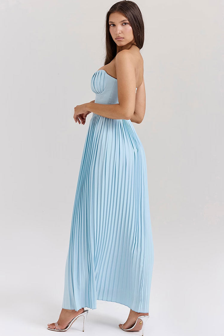 Elegant Sweetheart Strapless Bustier Drop Waist Pleated Evening Maxi Dress - View 2