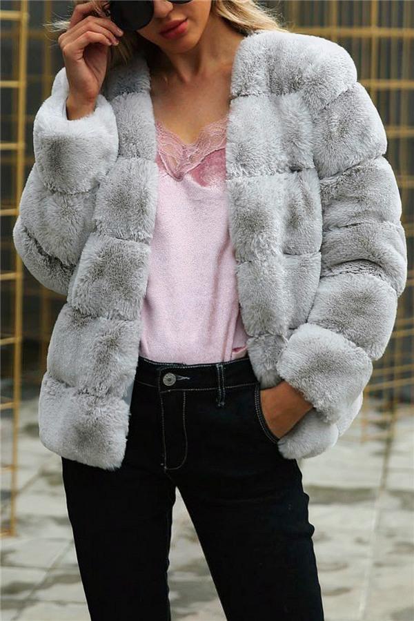 Thick Fluffy Faux Fur Coat in Elegant Pink for Cozy Warmth