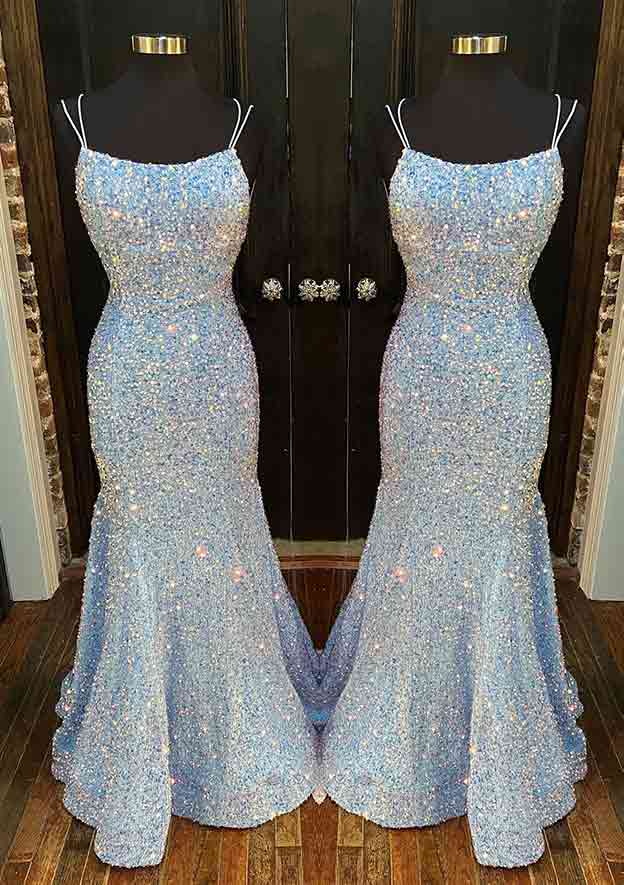 Elegant Trumpet/Mermaid Scoop Neck Sequin Prom Dress/Evening Dress - Fashionpara