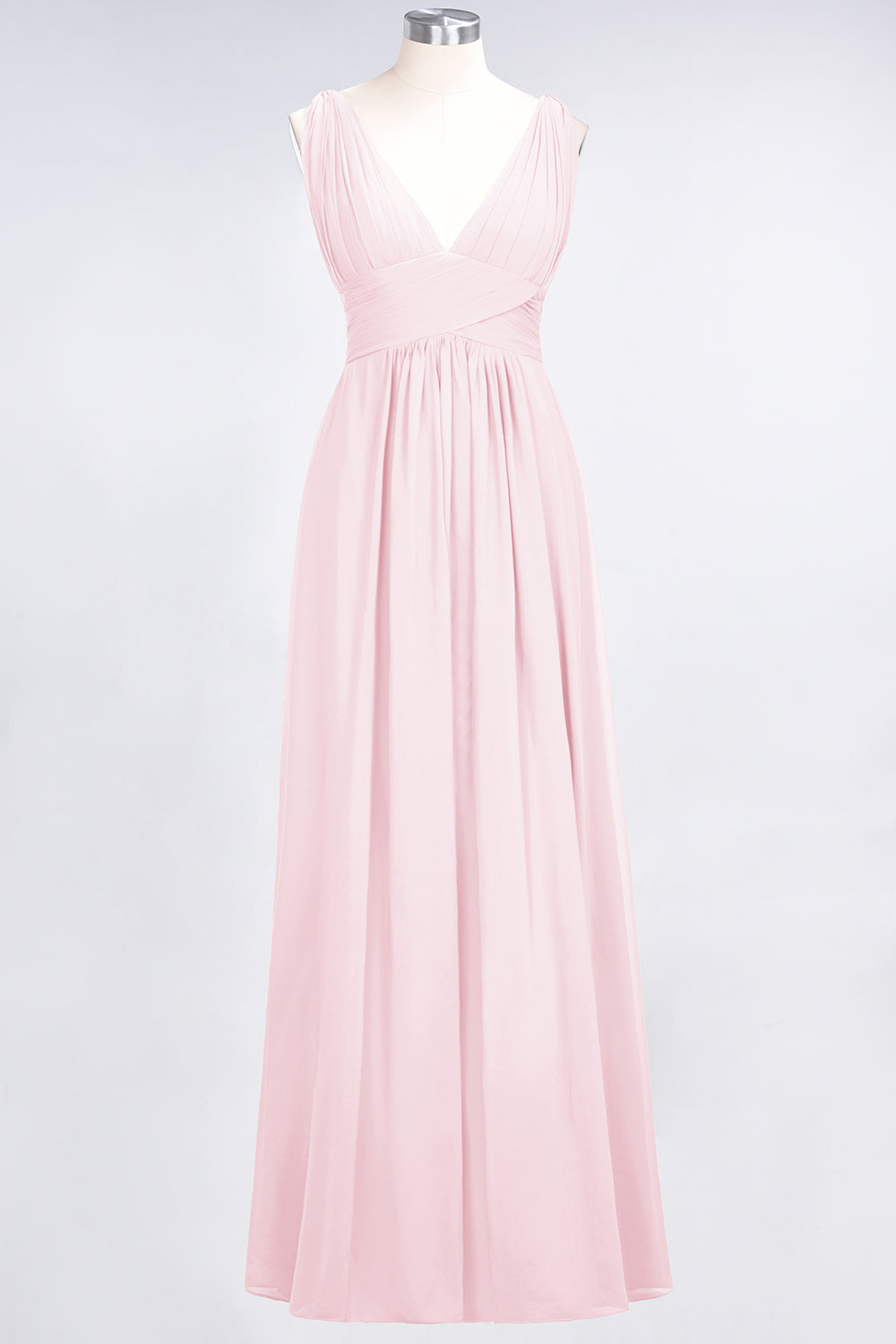 Elegant V-Neck Burgundy Chiffon Affordable Bridesmaid Dresses with Ruffle - Fashionpara