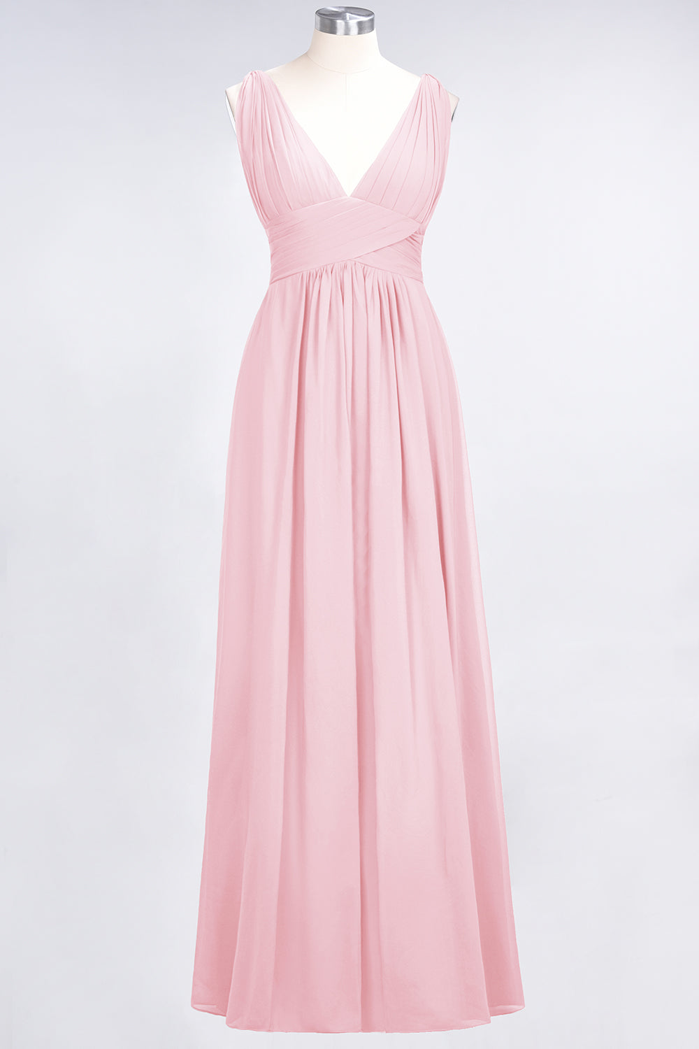 Elegant V-Neck Burgundy Chiffon Affordable Bridesmaid Dresses with Ruffle - Fashionpara