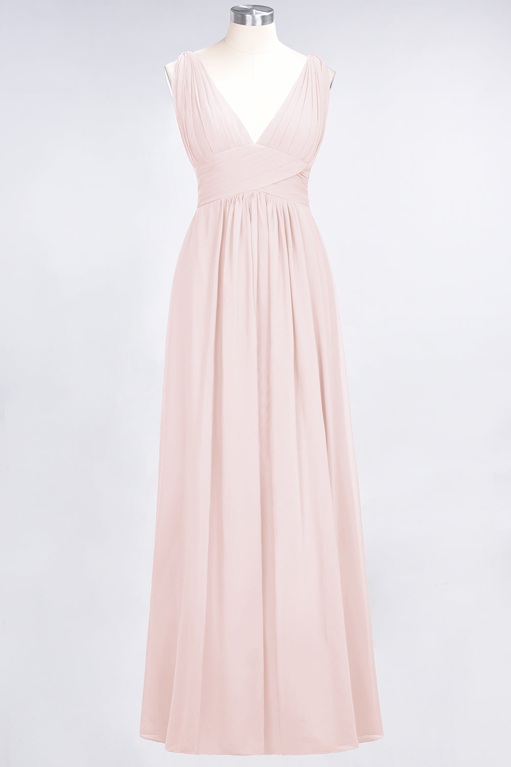 Elegant V-Neck Burgundy Chiffon Affordable Bridesmaid Dresses with Ruffle - Fashionpara