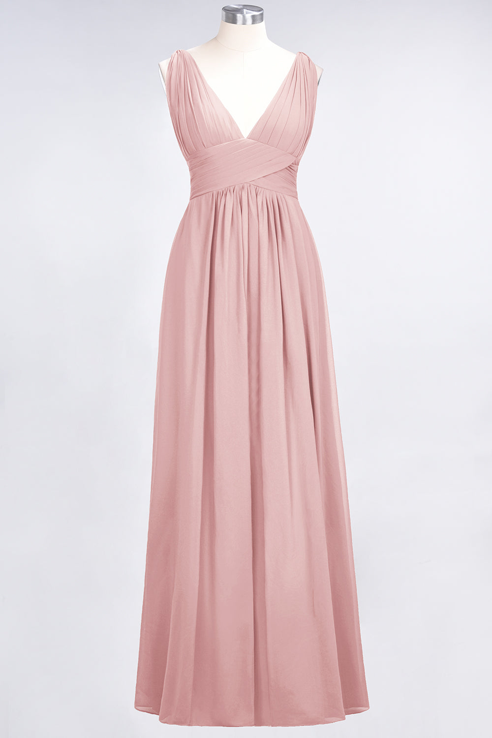 Elegant V-Neck Burgundy Chiffon Affordable Bridesmaid Dresses with Ruffle - Fashionpara