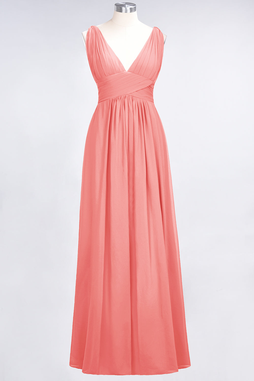 Elegant V-Neck Burgundy Chiffon Affordable Bridesmaid Dresses with Ruffle - Fashionpara