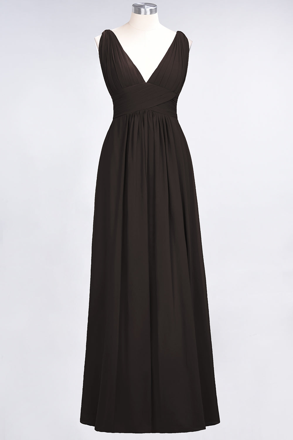 Elegant V-Neck Burgundy Chiffon Affordable Bridesmaid Dresses with Ruffle - Fashionpara