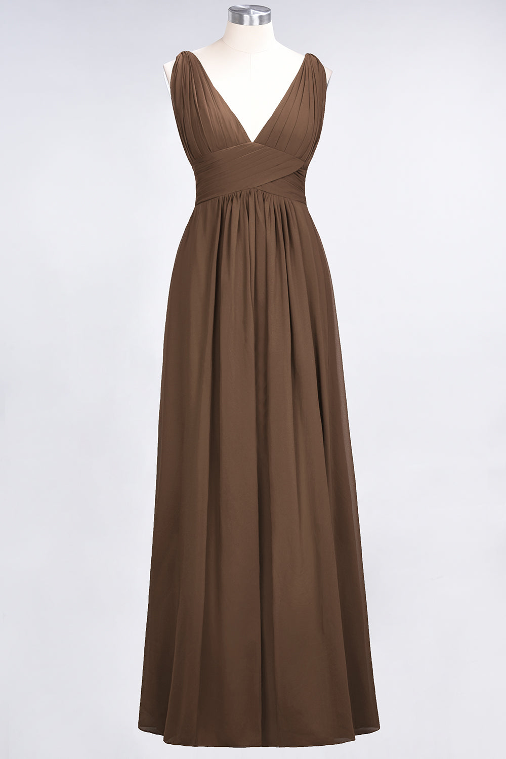 Elegant V-Neck Burgundy Chiffon Affordable Bridesmaid Dresses with Ruffle - Fashionpara