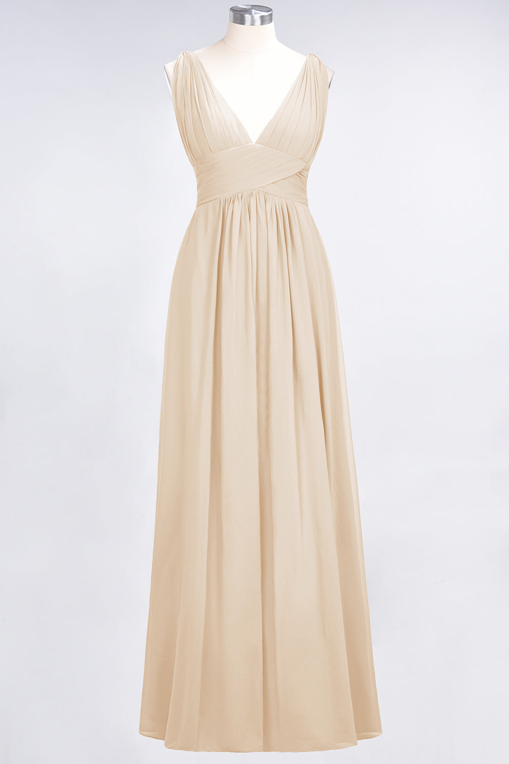 Elegant V-Neck Burgundy Chiffon Affordable Bridesmaid Dresses with Ruffle - Fashionpara