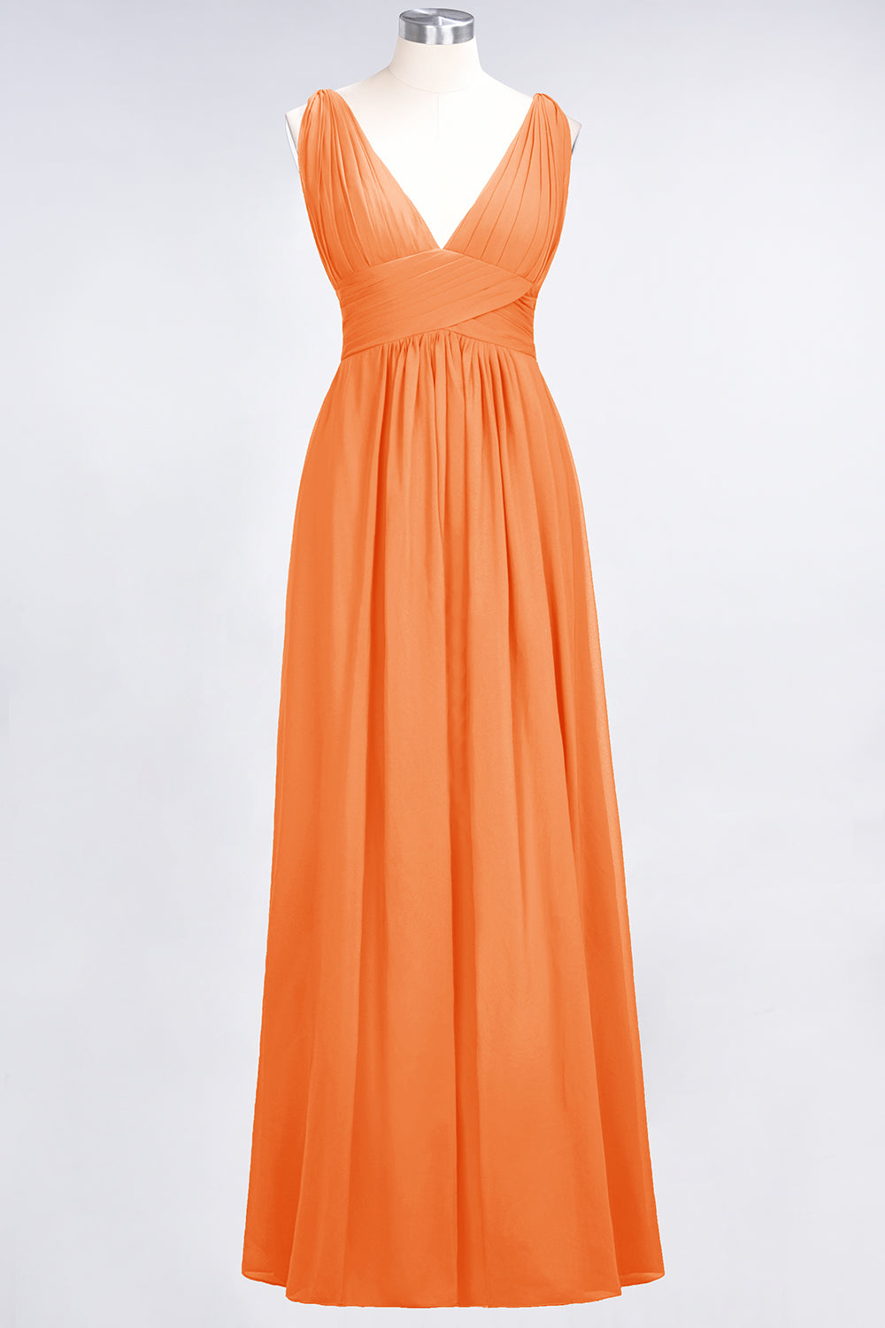 Elegant V-Neck Burgundy Chiffon Affordable Bridesmaid Dresses with Ruffle - Fashionpara