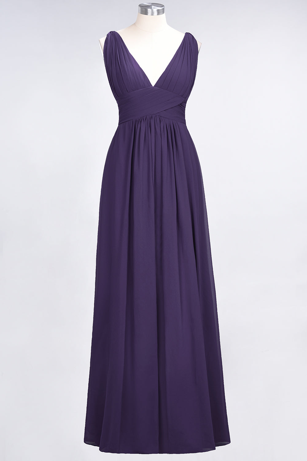 Elegant V-Neck Burgundy Chiffon Affordable Bridesmaid Dresses with Ruffle - Fashionpara