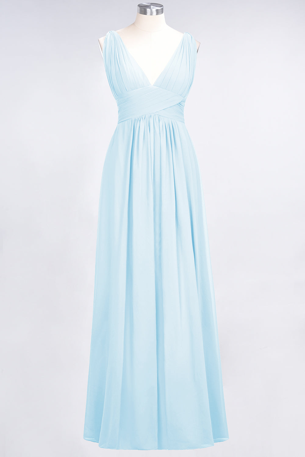 Elegant V-Neck Burgundy Chiffon Affordable Bridesmaid Dresses with Ruffle - Fashionpara