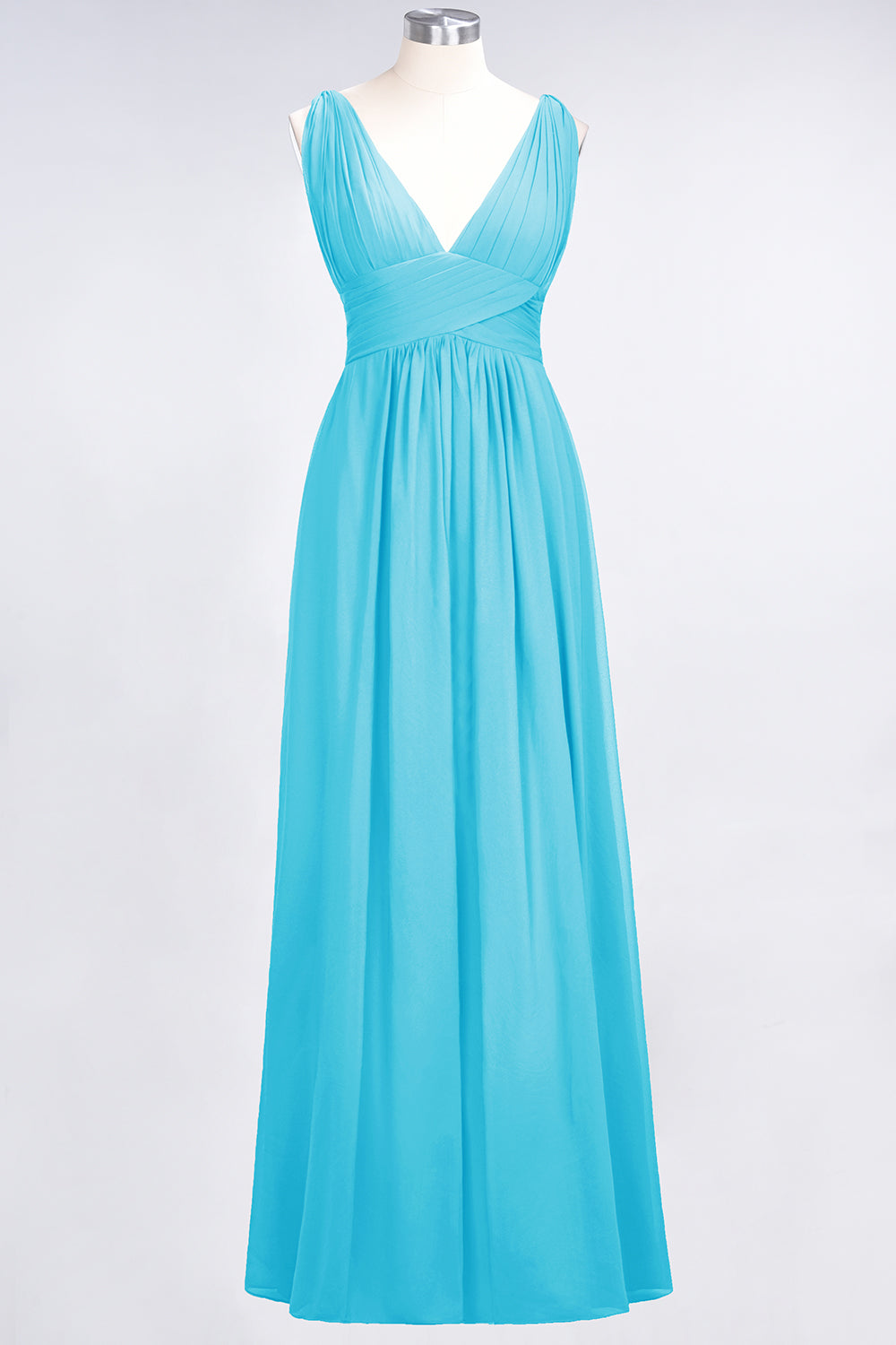 Elegant V-Neck Burgundy Chiffon Affordable Bridesmaid Dresses with Ruffle - Fashionpara