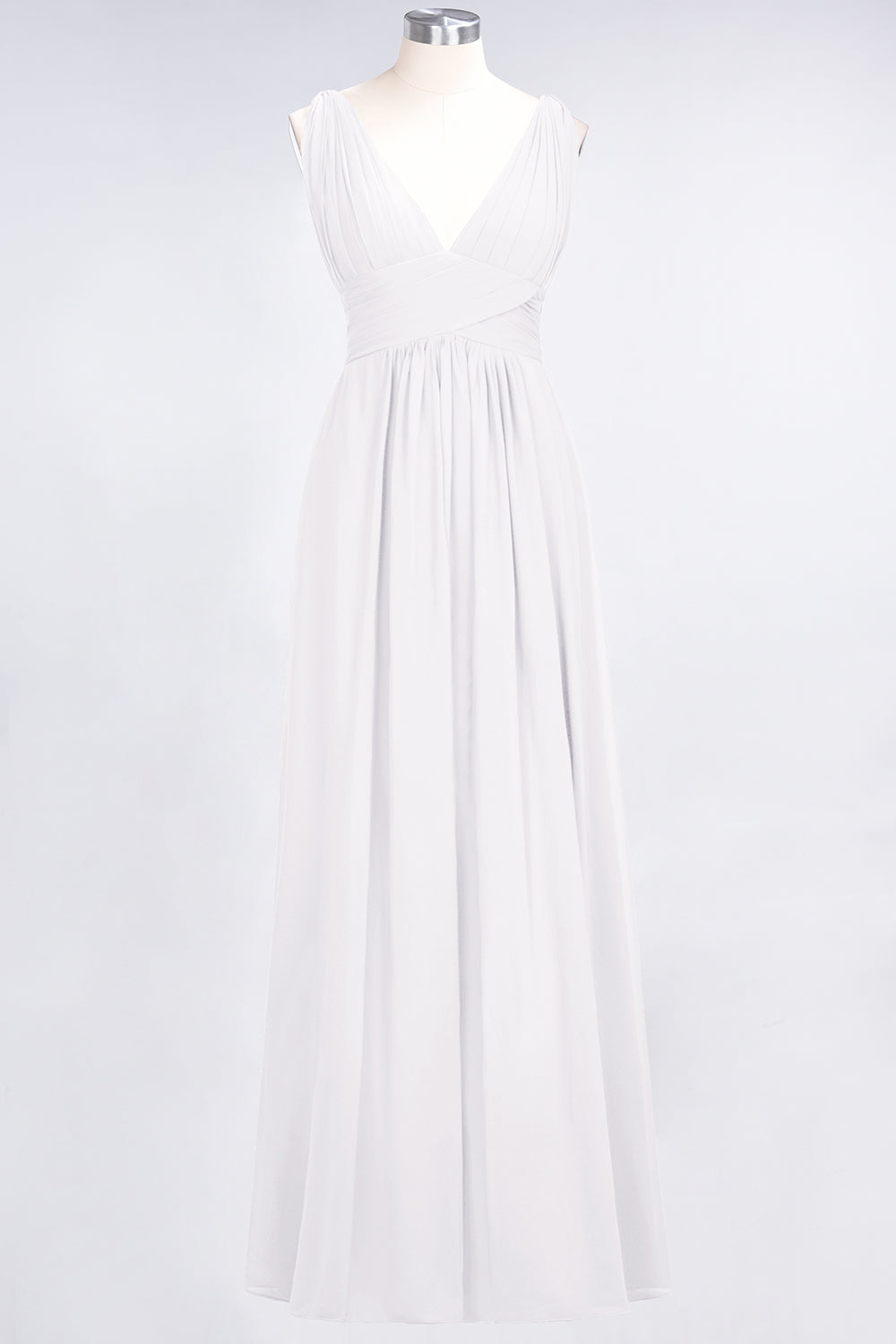 Elegant V-Neck Burgundy Chiffon Affordable Bridesmaid Dresses with Ruffle - Fashionpara