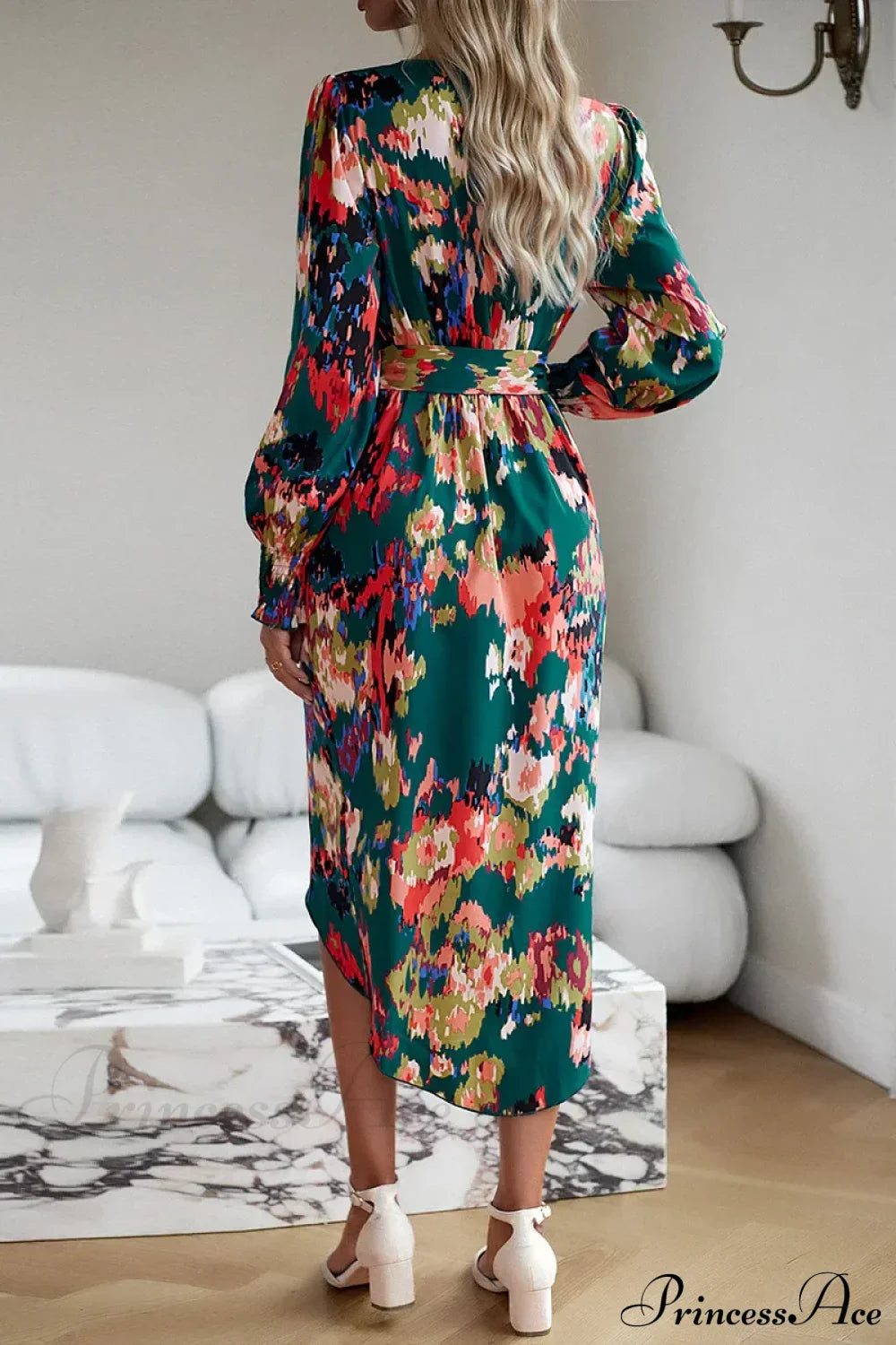 Elegant V-neck Long Boho Printed Dress