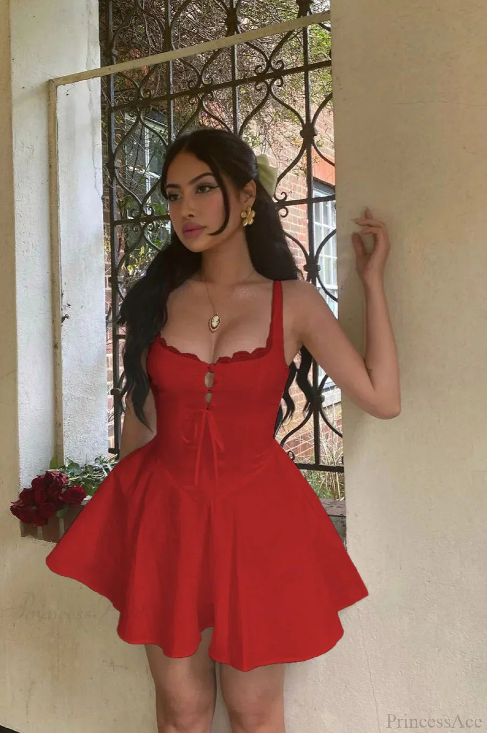 Satin Sweetheart Corset Fit & Flare Mini Dress 6