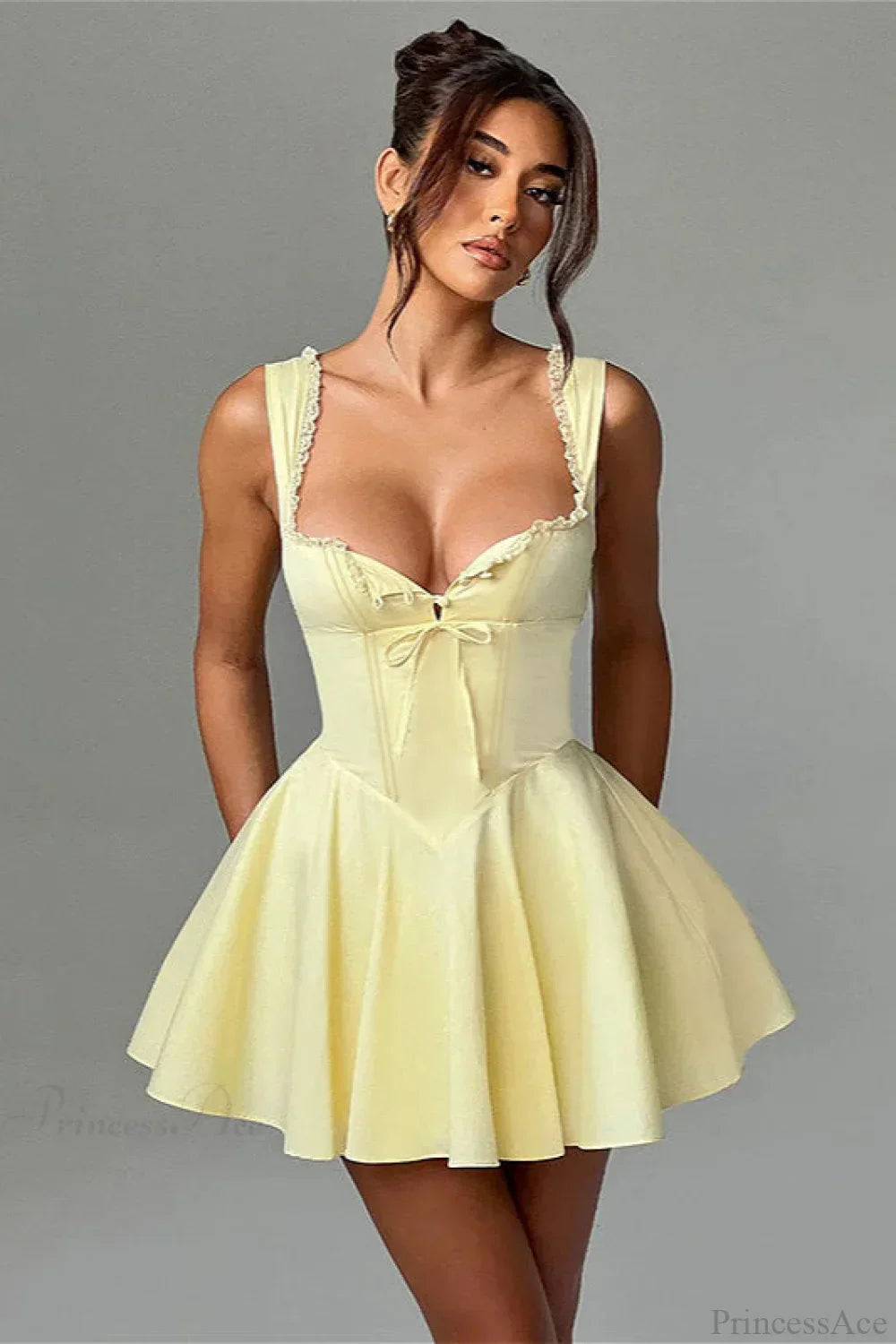 Satin Sweetheart Corset Fit & Flare Mini Dress