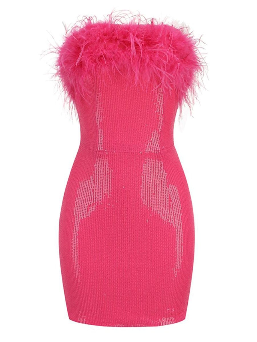 Elon Feather Bodycon Mini Dress - Fashion Pov