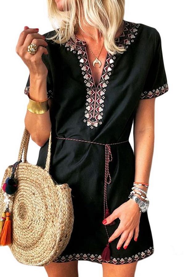 Polka Dot Printed Chiffon Dress with High Waist