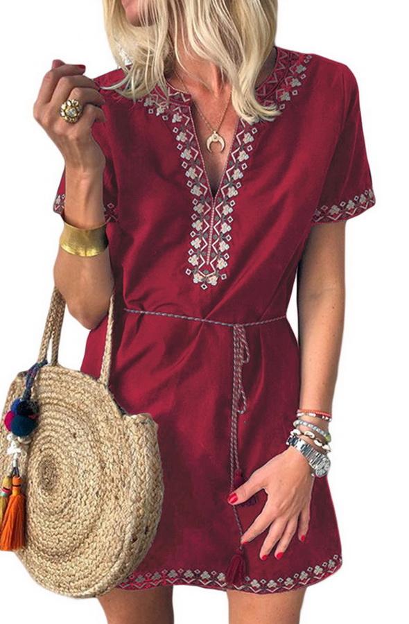 Polka Dot Printed Chiffon Dress with High Waist