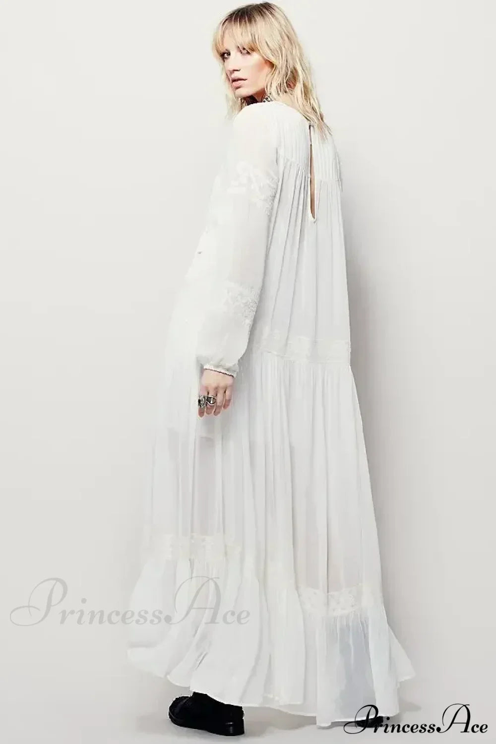 Embroidery Flower V-neck Split Mini Boho Dress