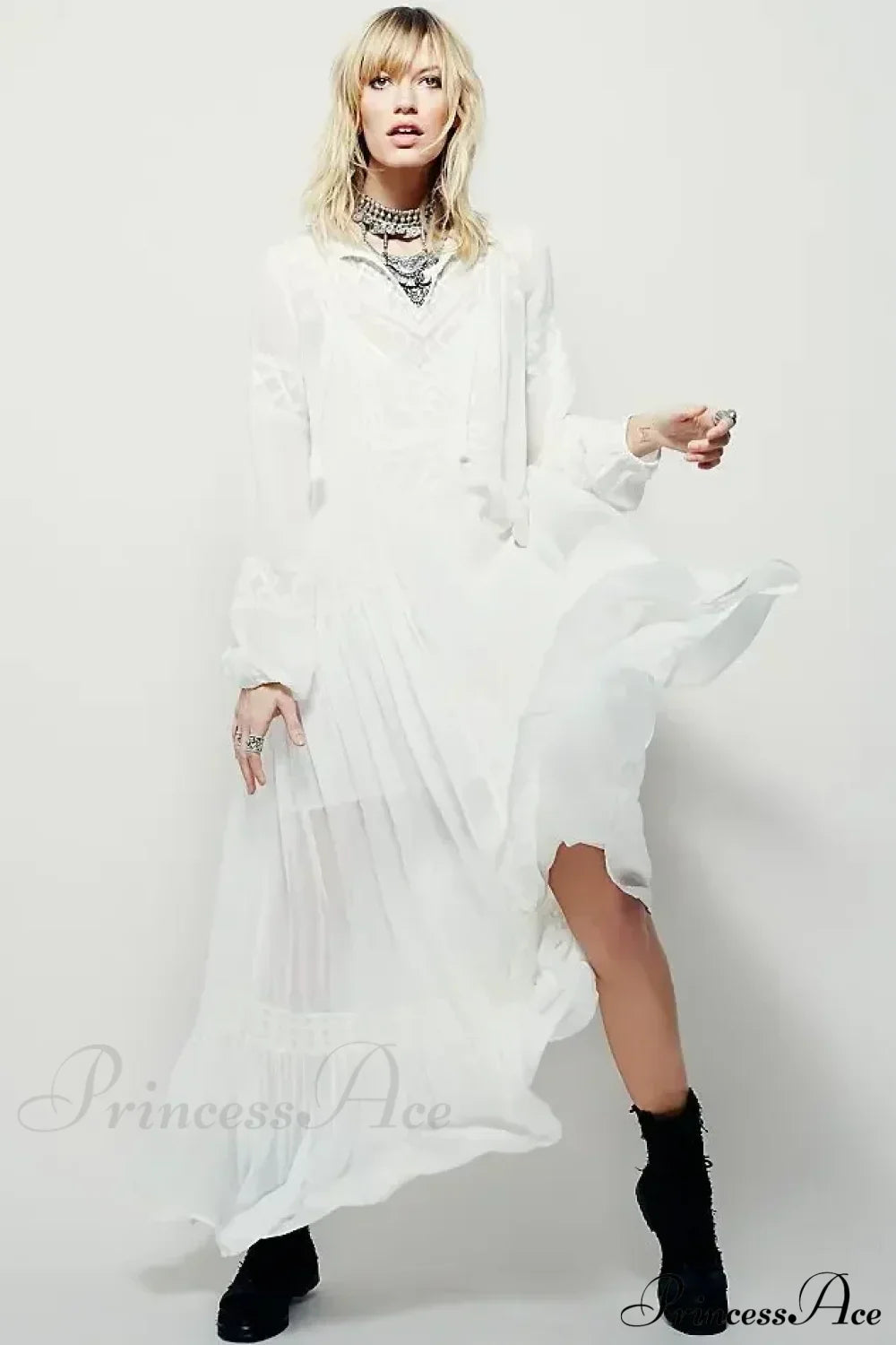 Embroidery Flower V-neck Split Mini Boho Dress