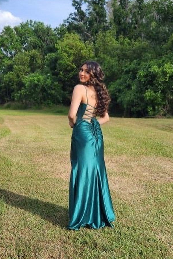 Emerald Green Sleeveless Prom Dress Mermaid Long - Fashionpara