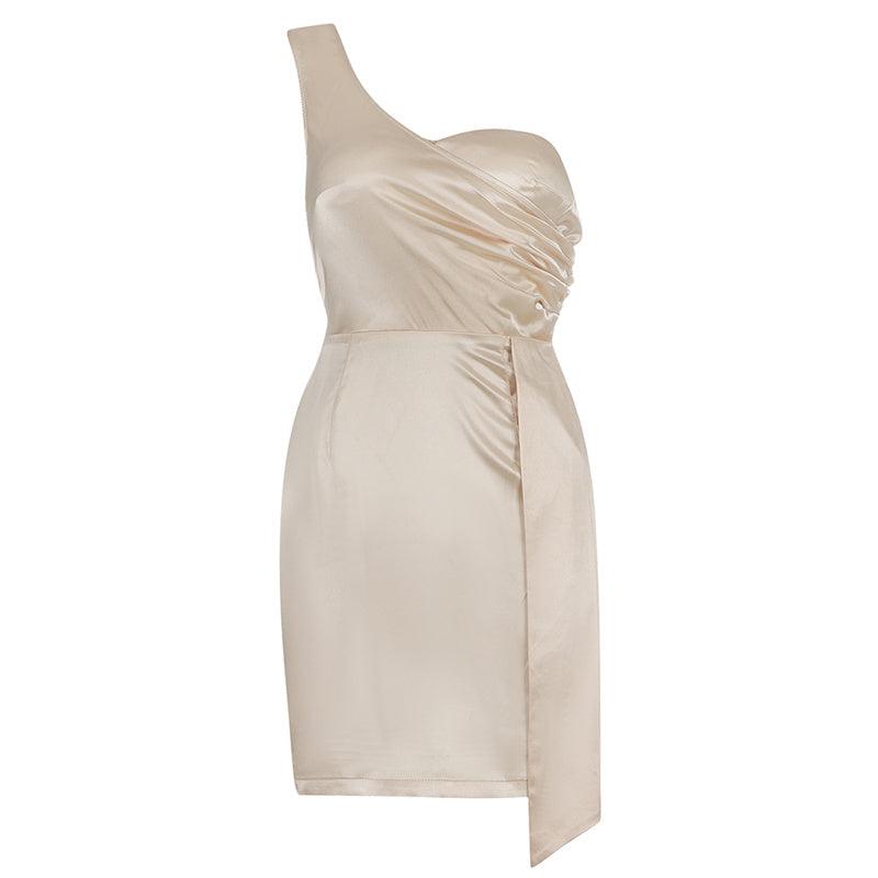 KittenAlarm - Evie One Shoulder Slim Satin Dress