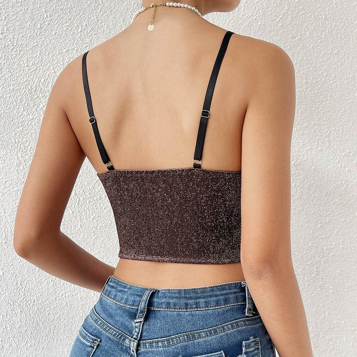KittenAlarm - Evie Sleeveless Glitter Asymmetrical Cropped Corset Top