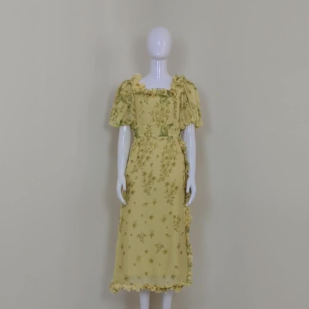 KittenAlarm - Evynne Puff Sleeves Midi Dress