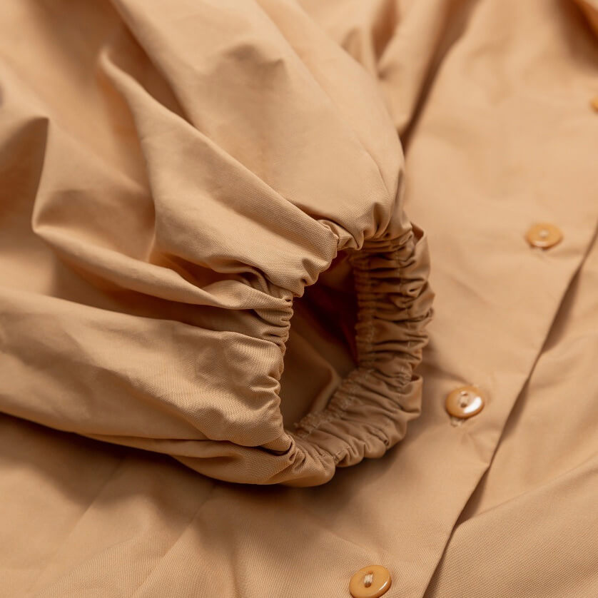 Exaggerated Balloon Sleeve Off Shoulder Blouse - Khaki - Fashionpara