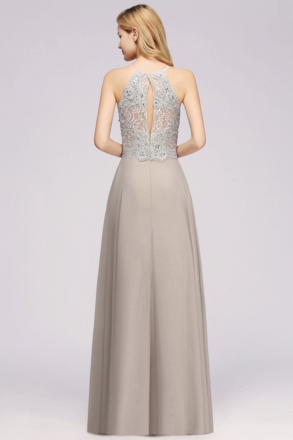 Exquisite Sleeveless Slit Lace Affordable Bridesmaid dresses with Beadings - Fashionpara