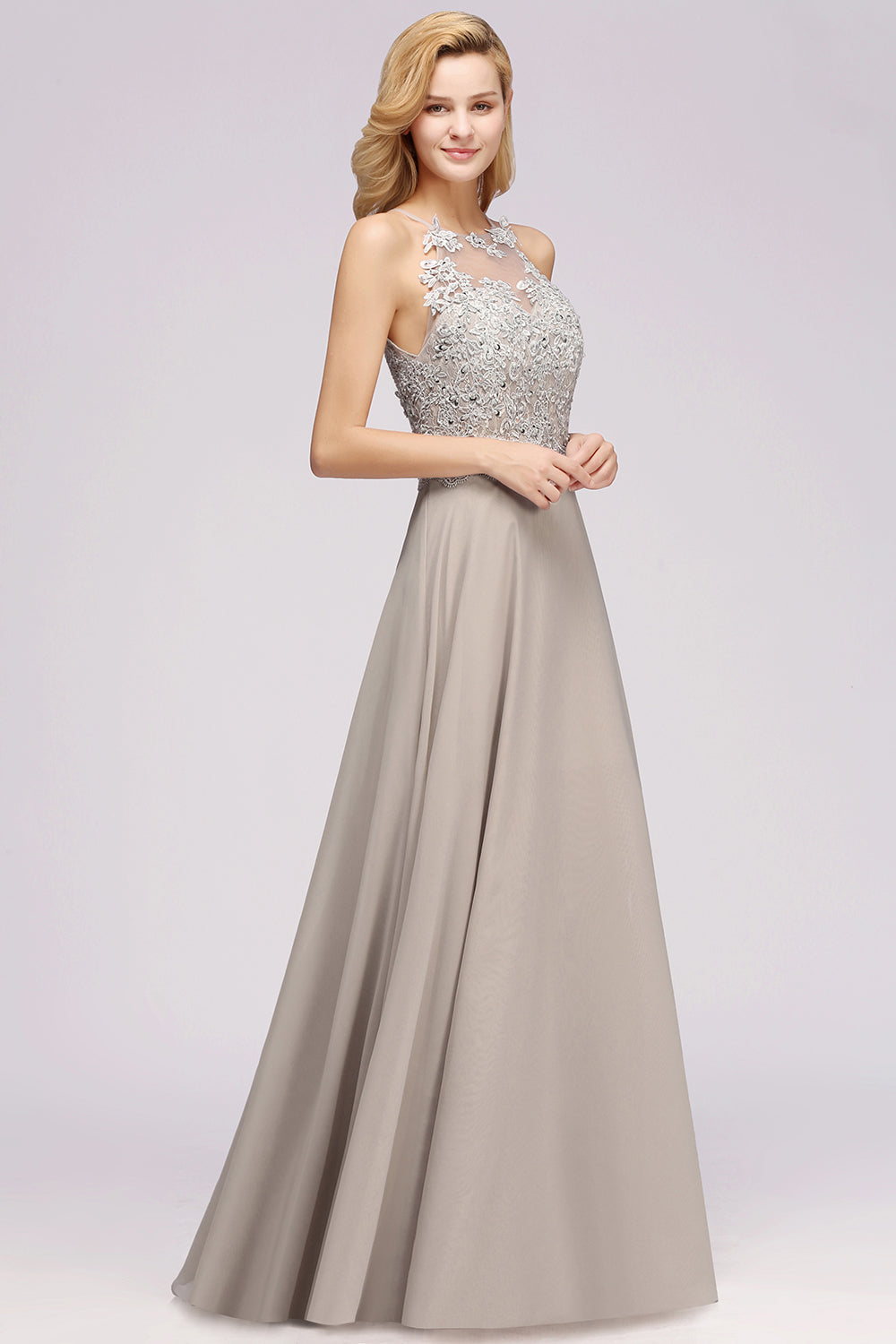 Exquisite Sleeveless Slit Lace Affordable Bridesmaid dresses with Beadings - Fashionpara