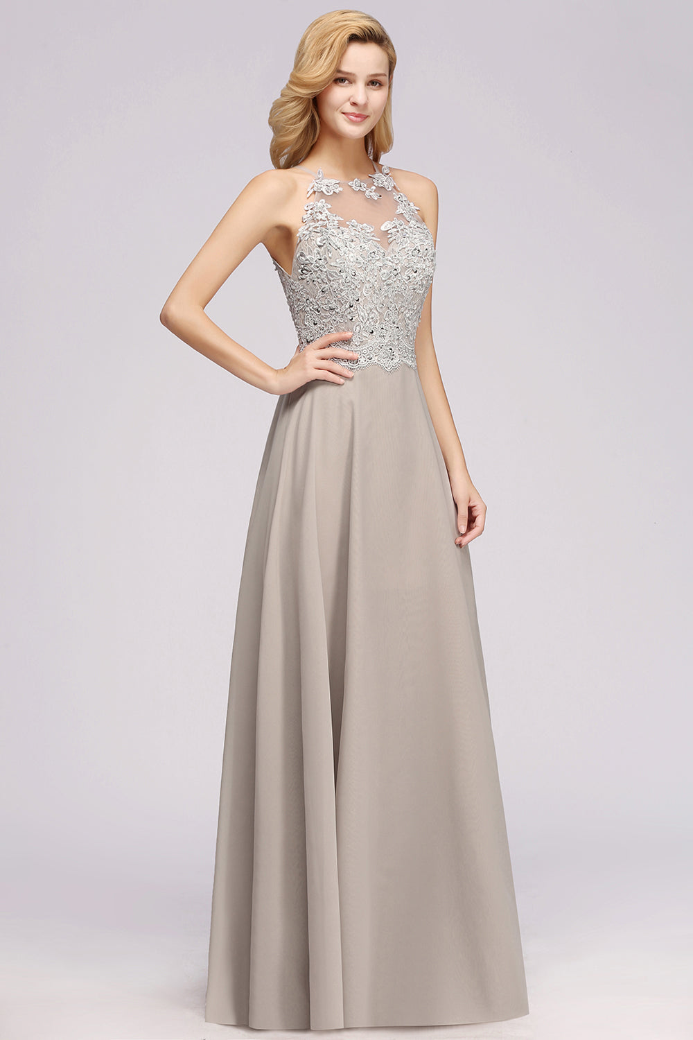 Exquisite Sleeveless Slit Lace Affordable Bridesmaid dresses with Beadings - Fashionpara
