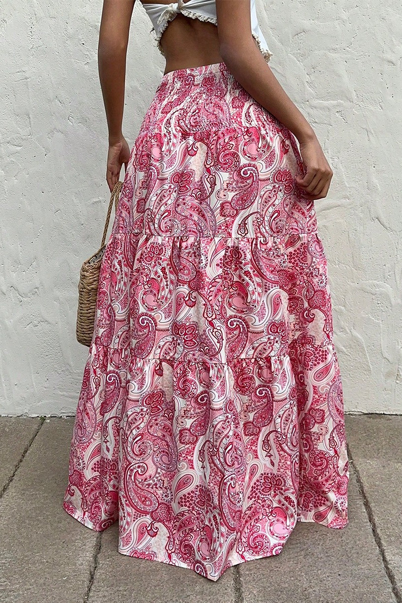 Boho Print A-Line Maxi Skirt