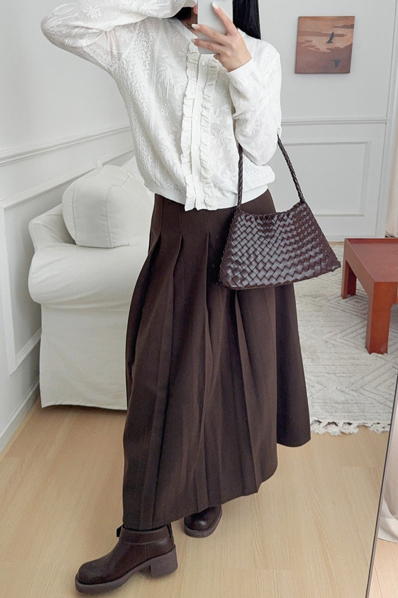 Soft-Style Stand-Collar Frog-Button Lace Cutout Cardigan 3
