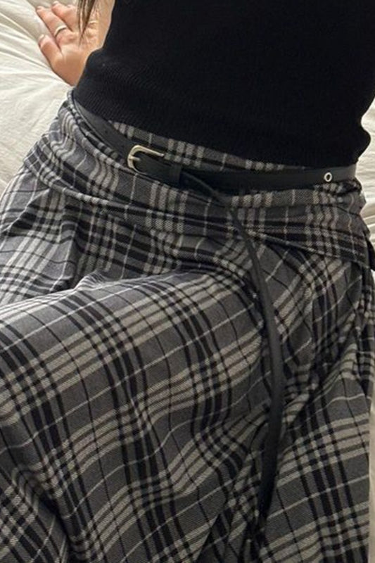 Vintage High-Waist Faux Leather Midi Skirt