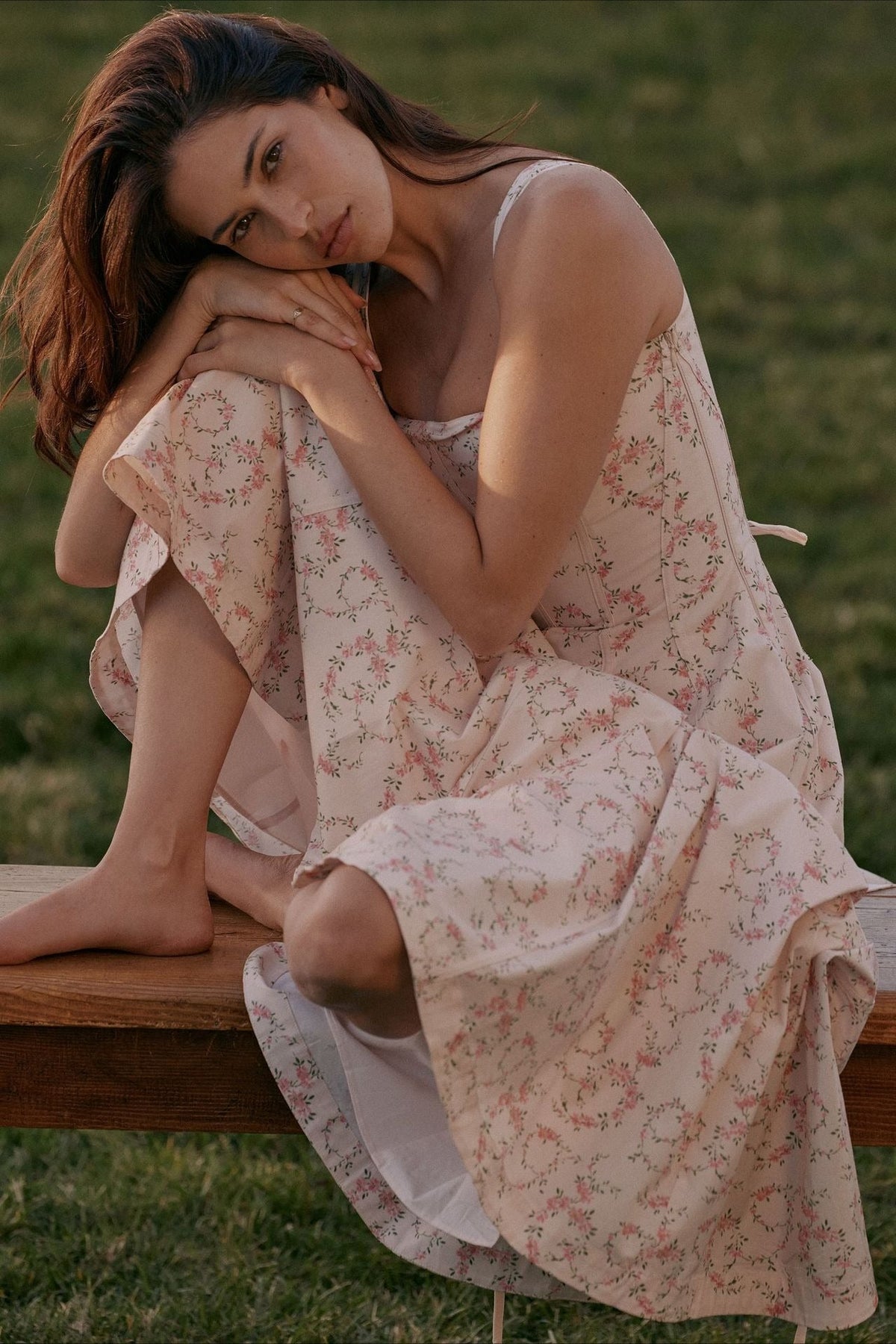 Floral Print Square Neck Corset Fit & Flare Midi Dress